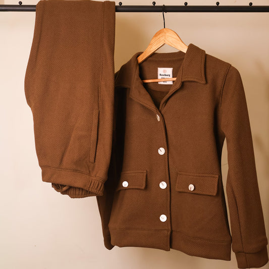 Wooliana Women’s Coco Winter Co-Ord Set | Fleece-Lined Warm Casual Co-Ord for Women | Long Sleeve Stylish Winter Outfit