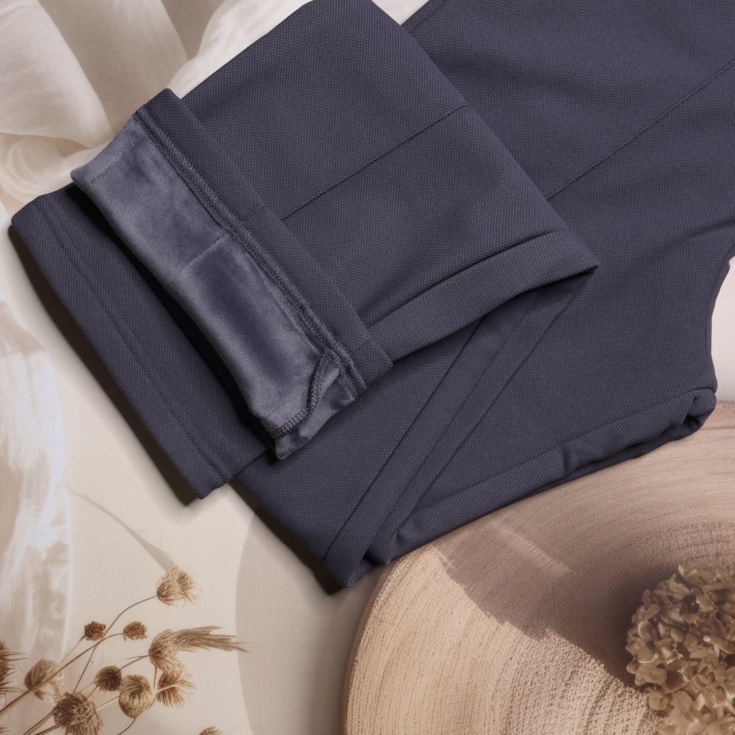 Wooliana Women’s Pastel Dark Grey Fleece-Lined Wool Warm Trousers | Winter Pants for Cozy Elegance