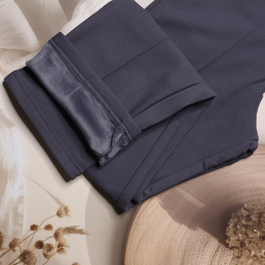 Wooliana Women’s Pastel Dark Grey Fleece-Lined Wool Warm Trousers | Winter Pants for Cozy Elegance