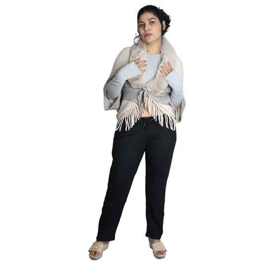 Wooliana Women’s Fleeced Black Woolen Plush Pants | Soft & Warm Winter Lowers