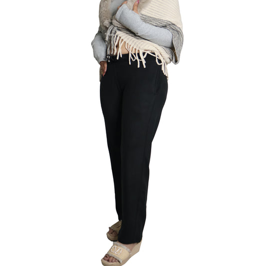 Wooliana Women’s Fleeced Black Woolen Plush Pants | Soft & Warm Winter Lowers